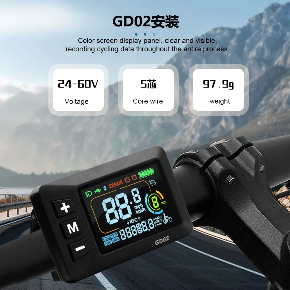 

24V-60V Intelligent LCD Display panel JN GD02 Color Screen Display Waterproof Plug Electric Bicycle Scooter Modified accessories