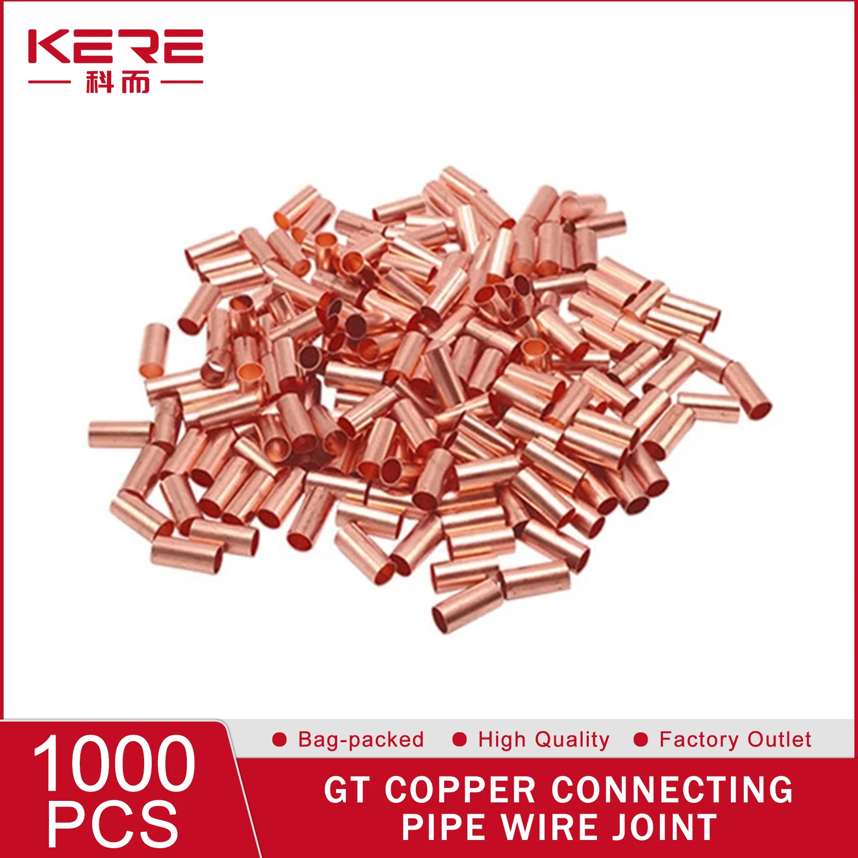 

KERE 1000pcs Crimp Cold-Pressed Joint Intermediate GT Terminal Bag Packaging Connecting Pipe Straight and Crimping Pliers