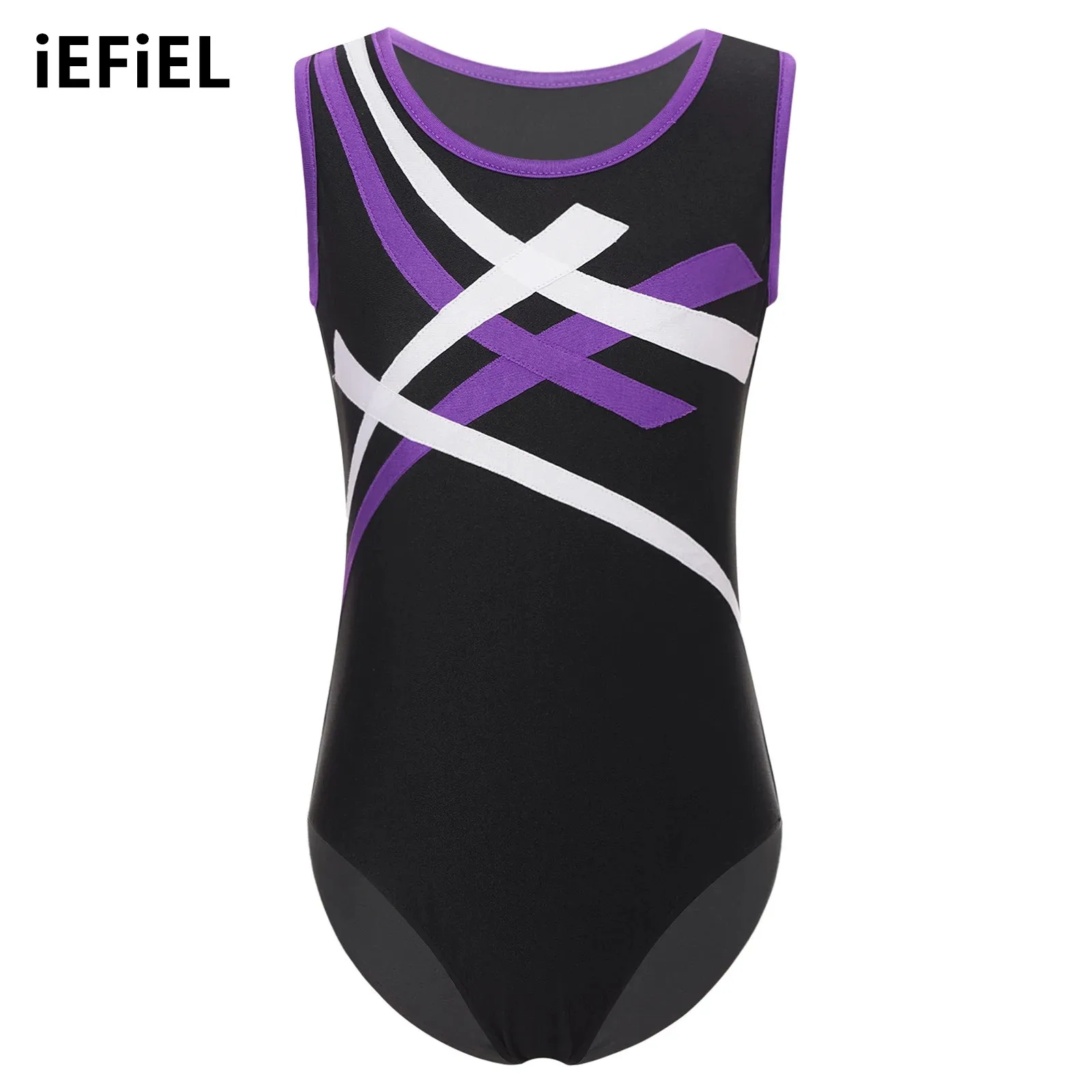 

Kids Boys Contrast Color Leotard Patchwork Bodysuit Sleeveless Performance Competition Training Gymnastics Costume