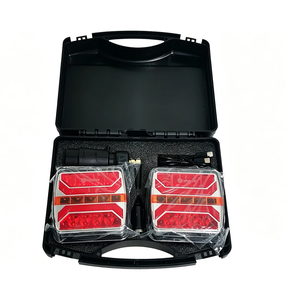 2PCS 12V 24V LED Wireless Magnetic Trailer Rear Tail Light Dynamic Warning Light Universal Truck Caravan Lorry Bus Waterproof
