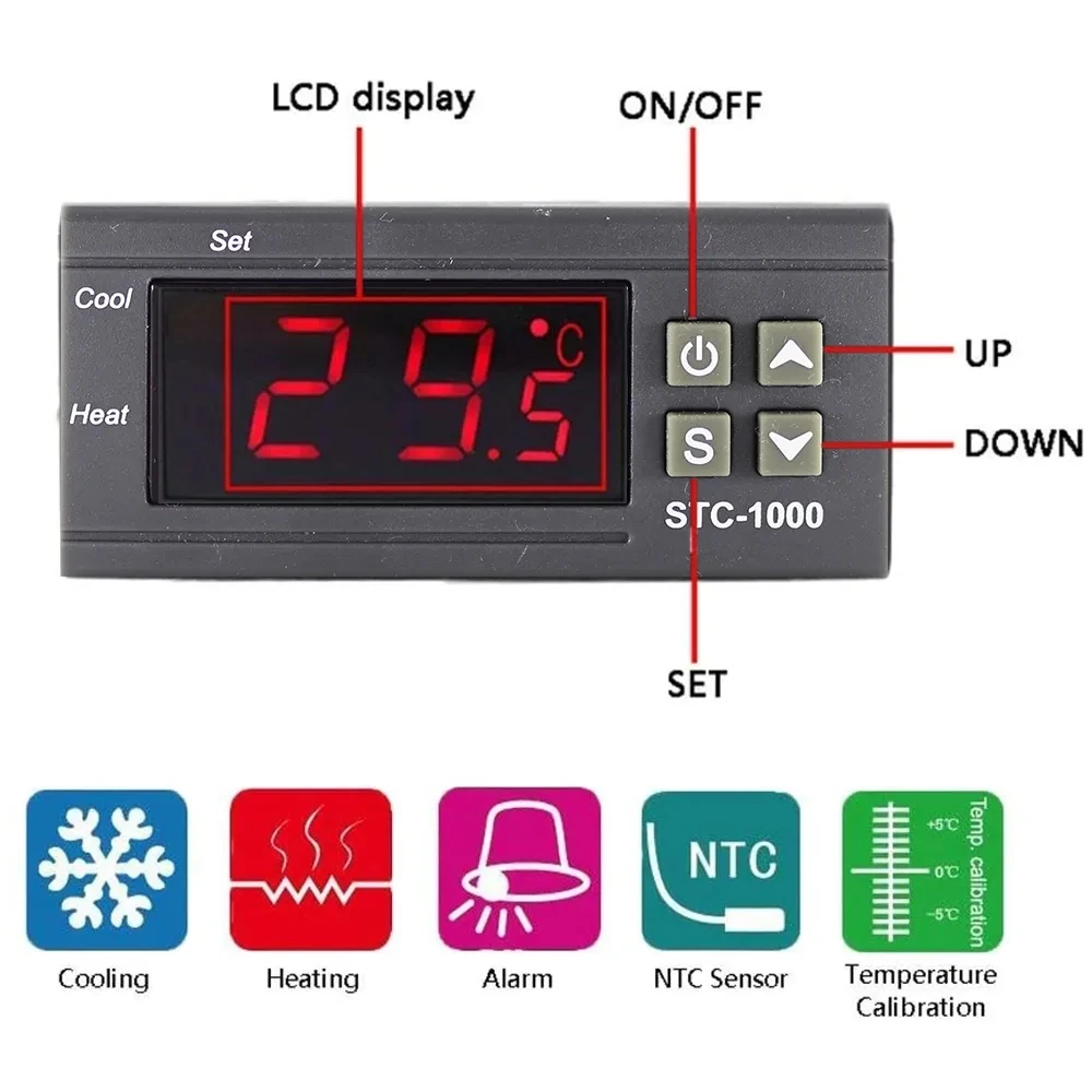 STC-1000 STC 1000 LED Digital Thermostat for Incubator Temperature Controller Thermoregulator Relay Heating Cooling 12V 24V 220V