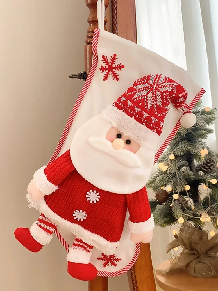 

Knitted Christmas Socks Gift Bags Large Christmas Gift Bags Santa snowman Decoration Children's Gifts Candy Storage Decorations