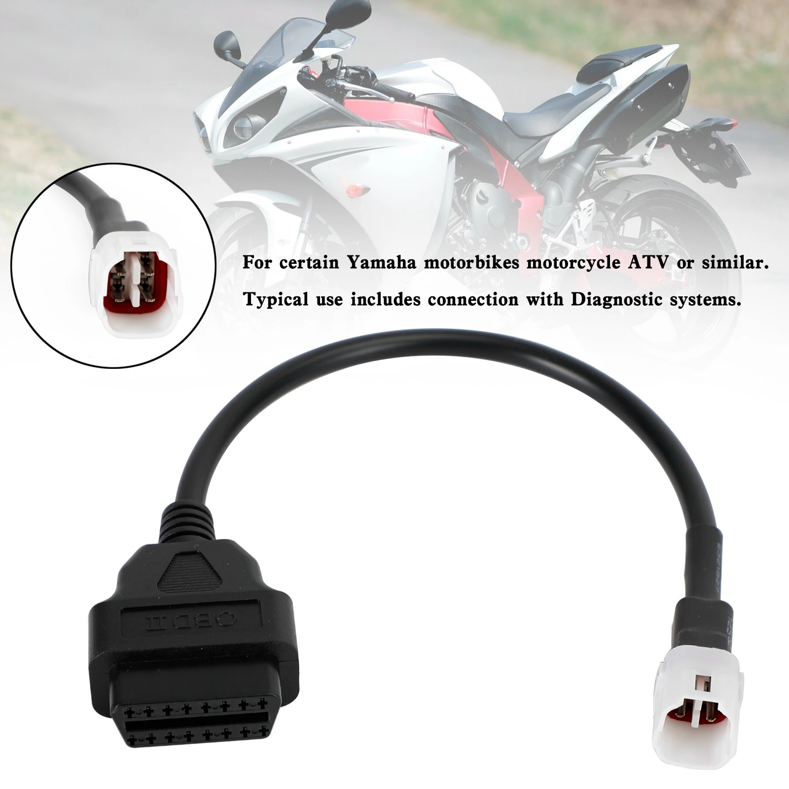 Artudatech 4 Pin to OBD2 Cable Diagnostic Adapter Connector Fit for Yamaha R1 R6 MT09 Motor Accessories