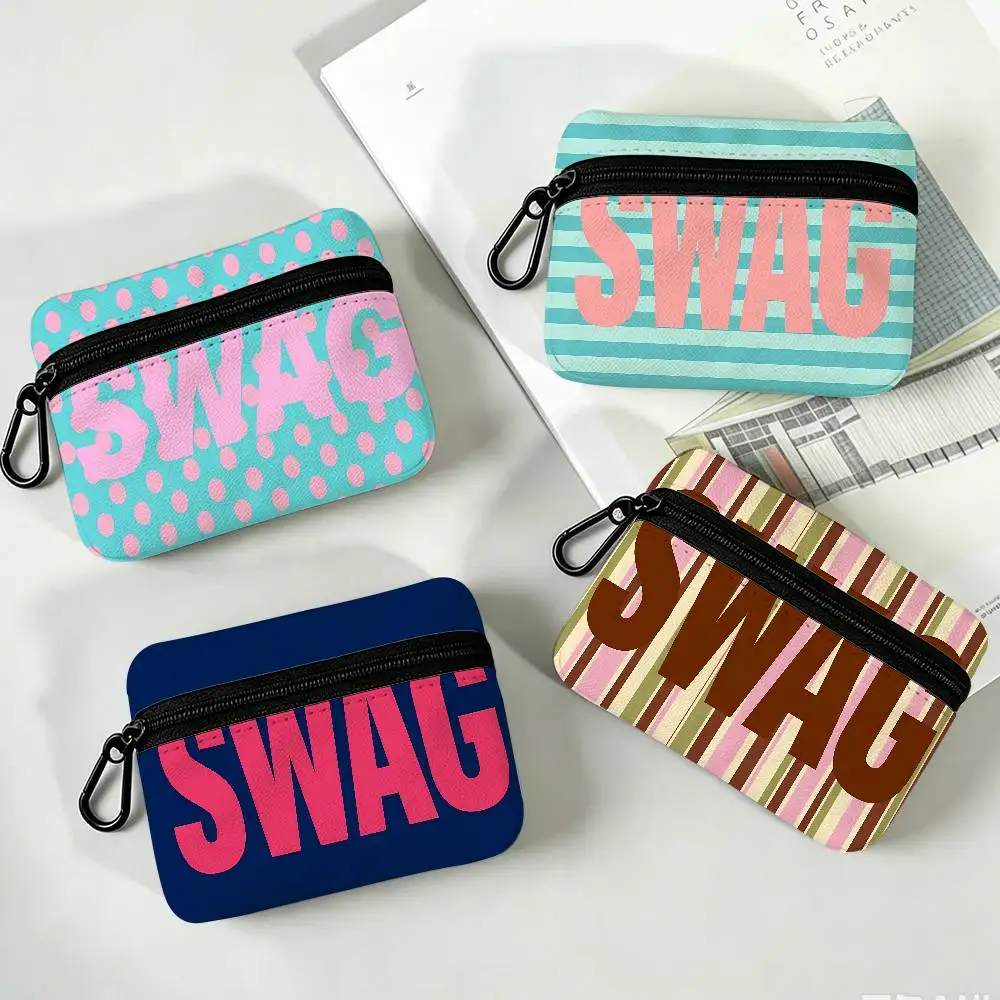 S-SWAG Mini Oxford Cloth Coin Purse With Carabiner Hook Portable Key Card Wallet Small Zipper Storage Pouch