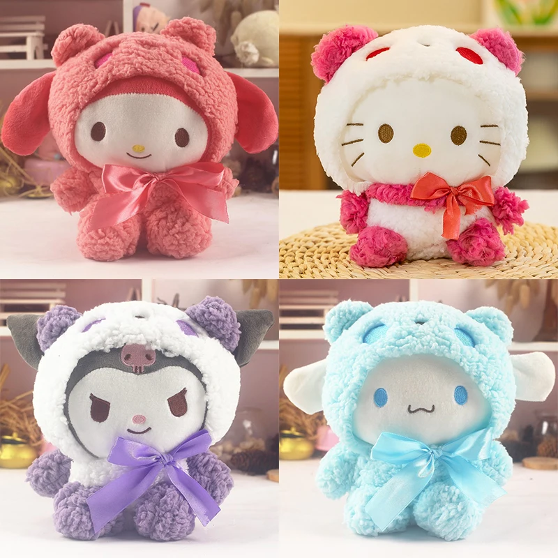 Sanrio ตุ๊กตาสัตว์นุ่มนิ่ม, หมอนตุ๊กตาสัตว์น่ารักขนาด22ซม. ของขวัญของเล่นสำหรับเด็ก