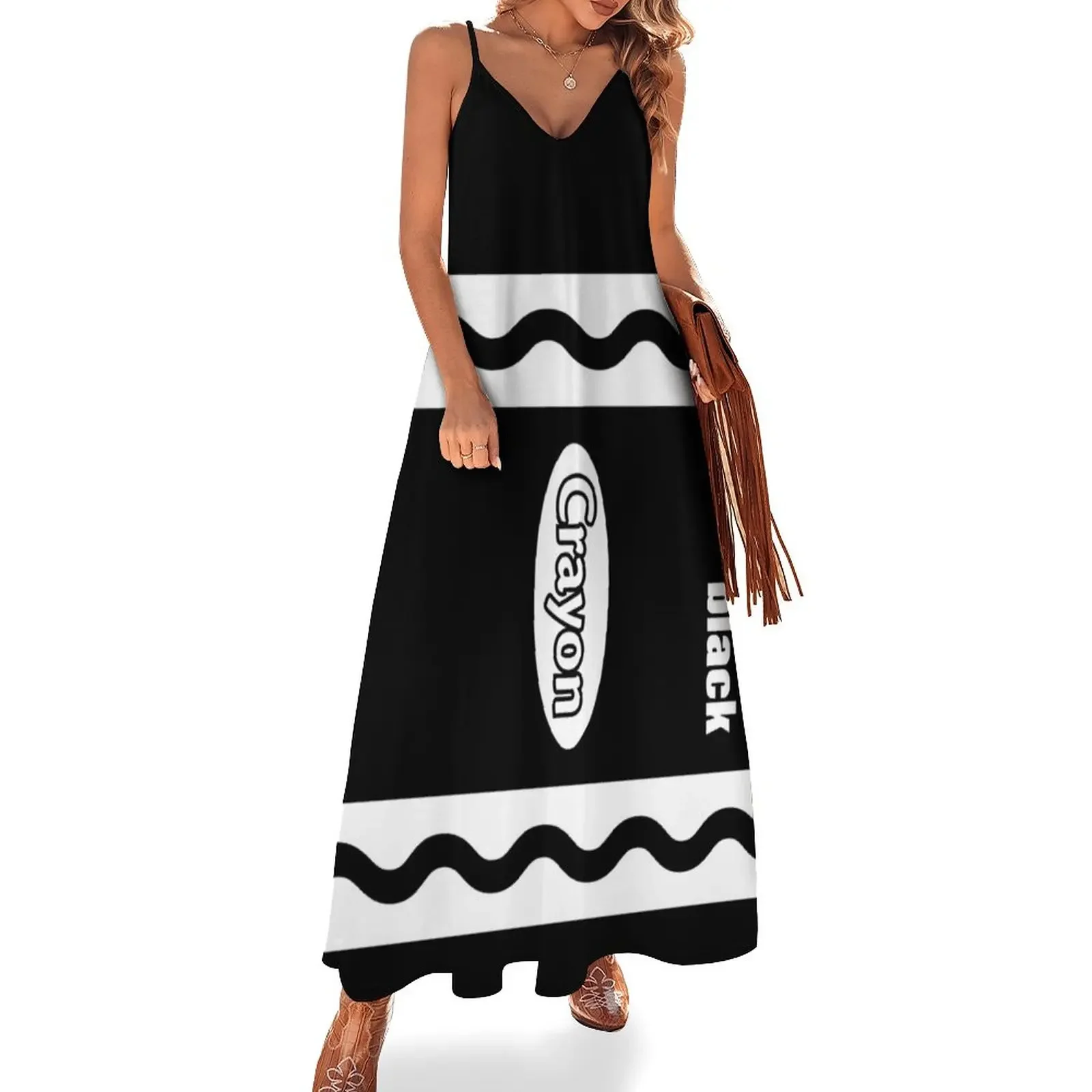 

Black Crayon Box Halloween Party Group Costume Sleeveless Dress women's fashion dresses