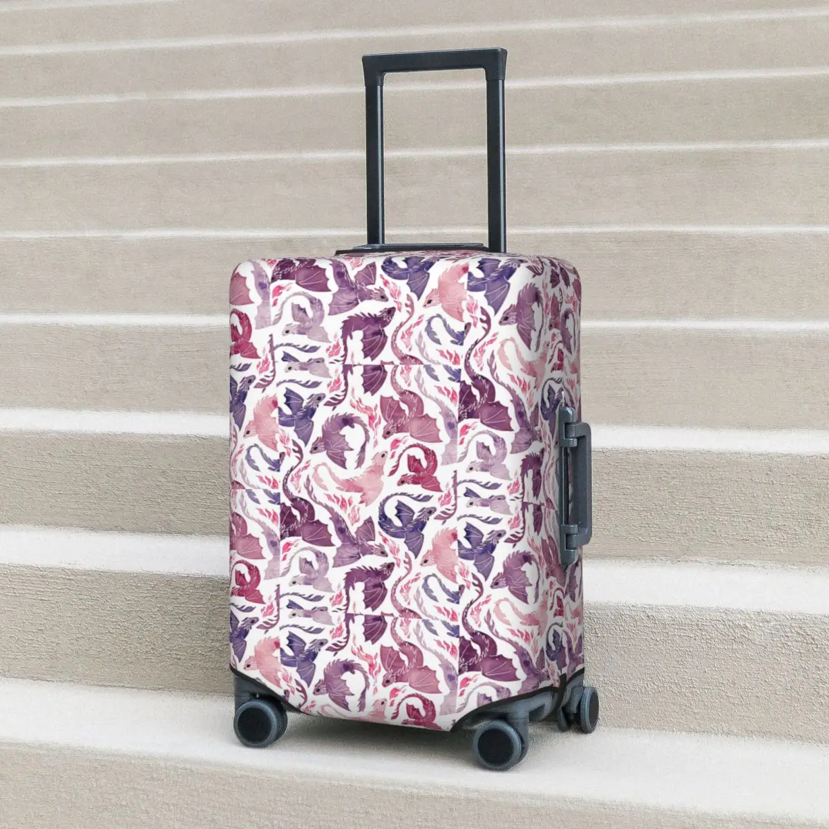 

Dragon Fire Pink & Purple Suitcase Cover Protection Elastic Travel Luggage Protector Covers for 18-32 Inch