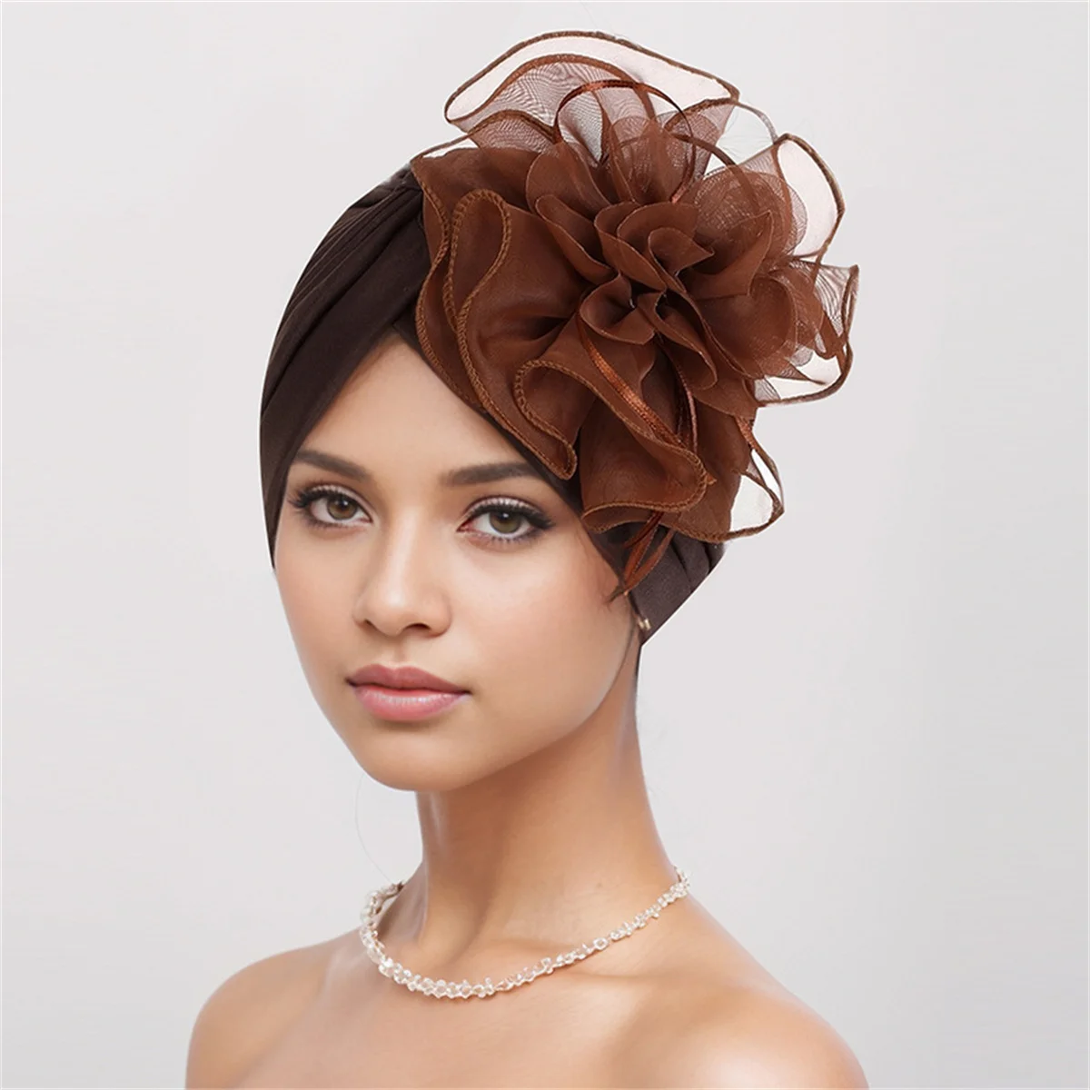 New women's elegant side large flower ribbon elastic breathable watermelon hat chemotherapy hat headscarf hat