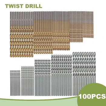 Set di punte elicoidali da 100 pezzi 1-3 mm placcate in tita...