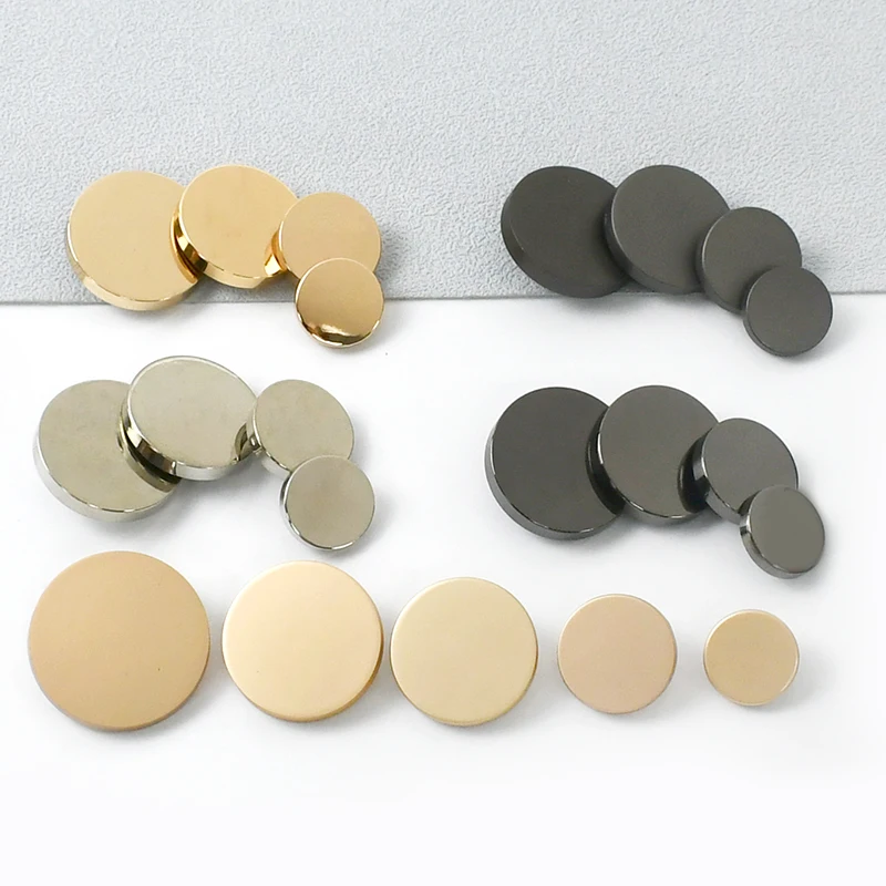 

30Pcs 10-28mm Metal Round Shank Buttons Flat Surface for Handbag Purse Clasp Decor Button Coat Sewing Repair Handmade Hardware