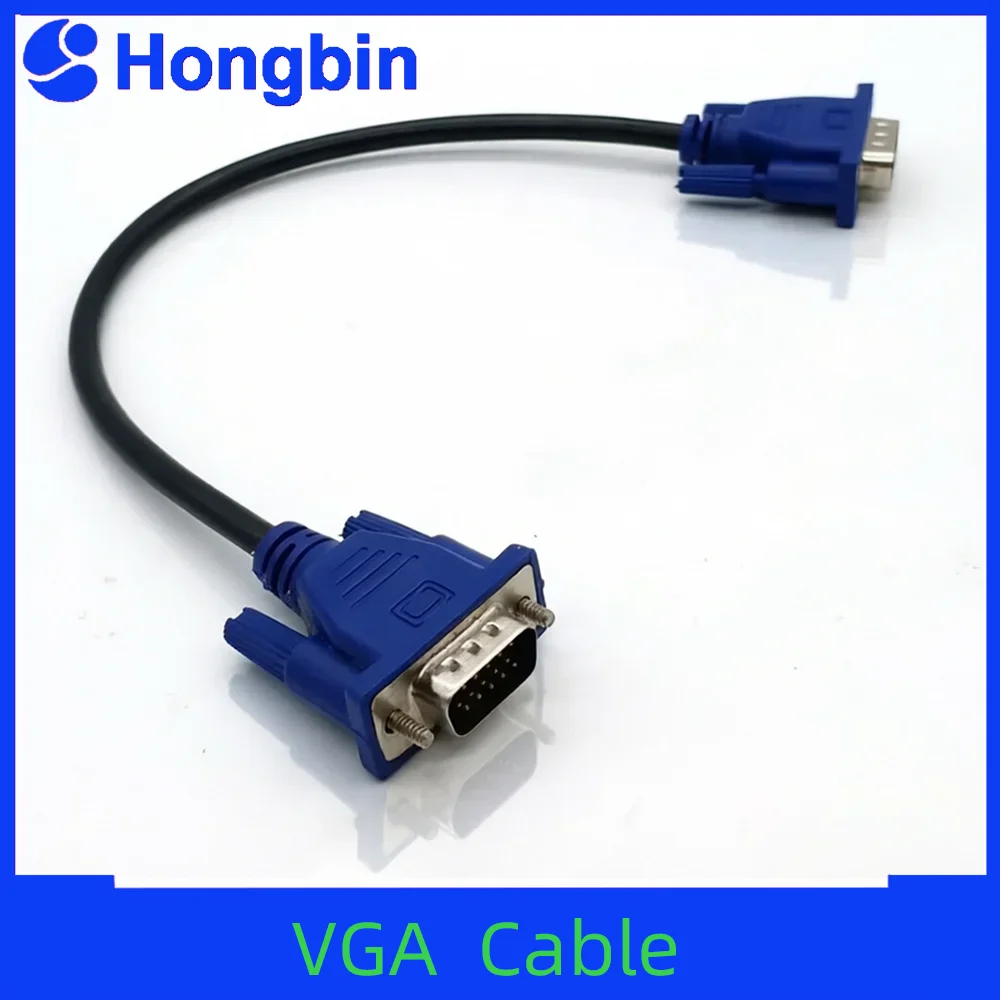 Cabo VGA de 0,3m/0,5m/1,5m, 15 Pinos Macho para Macho, Fio de Cobre para Conexão de PC, Monitor e Projetor