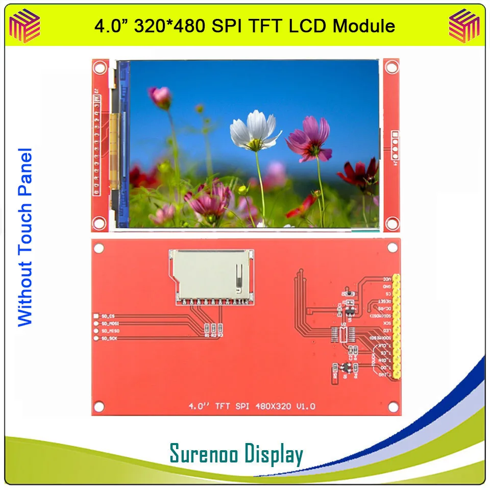 4.0 "Inch 480*320 MCU SPI Serial TFT LCD Modul Tampilan Layar dengan Panel Sentuh Build-In driver ST7796S