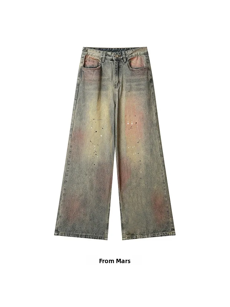 

Reauthentic from American Retro Distred Wide Leg Lazy Loose Fit ex Jeans Long Pants Youthful Vitali Sle