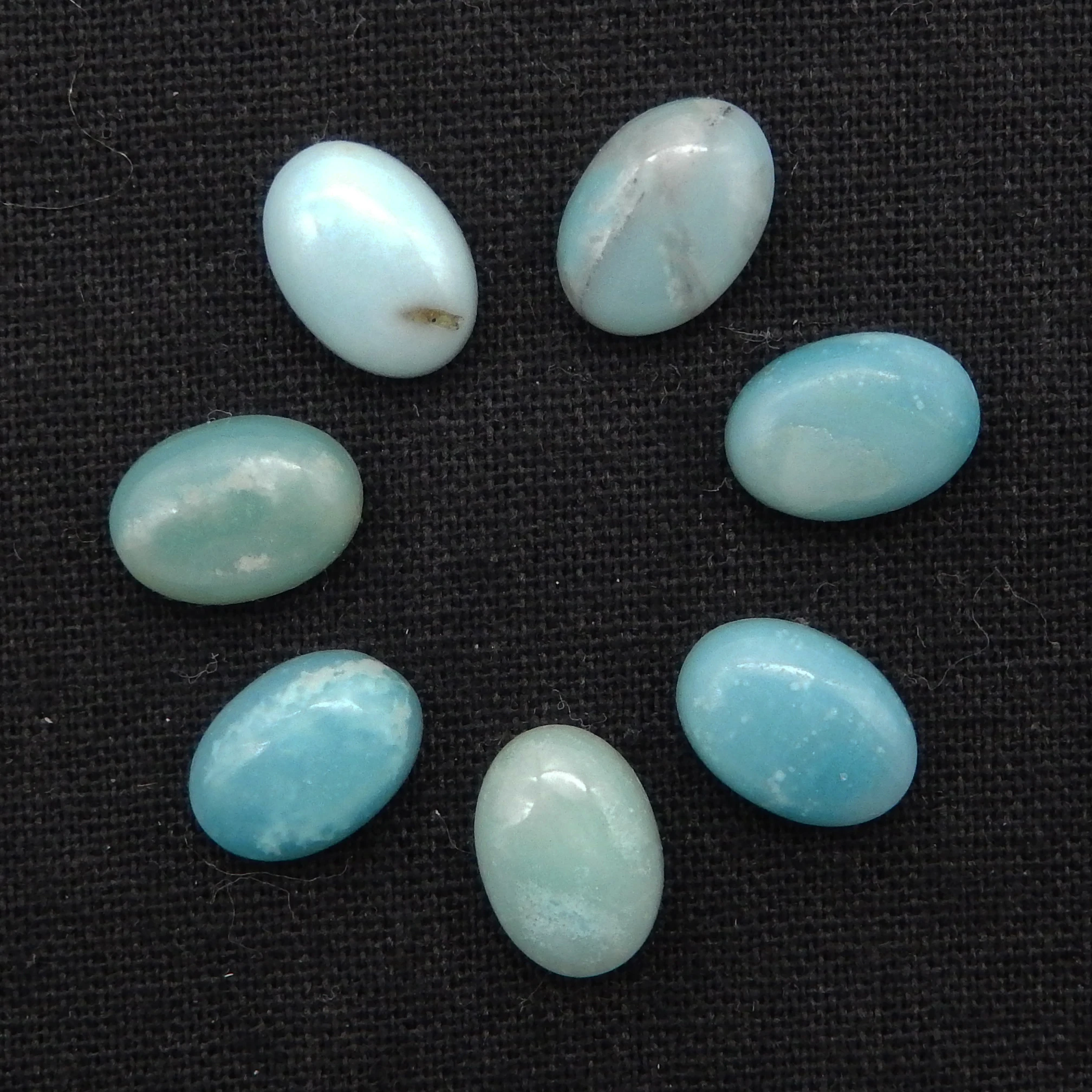 

7PCS Natural Stones Oval Flatback Amazonite Cabochons High Quality Polished Gemstone Earring Beads