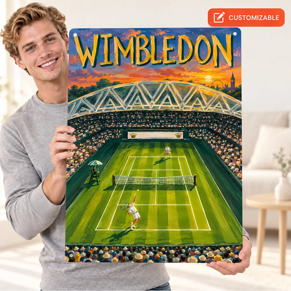 Wimbledon Tennis Championship Printed Poster Personalized Aluminum Metal Sign Vintage Style Wall Art For Bedroom Collector Gift