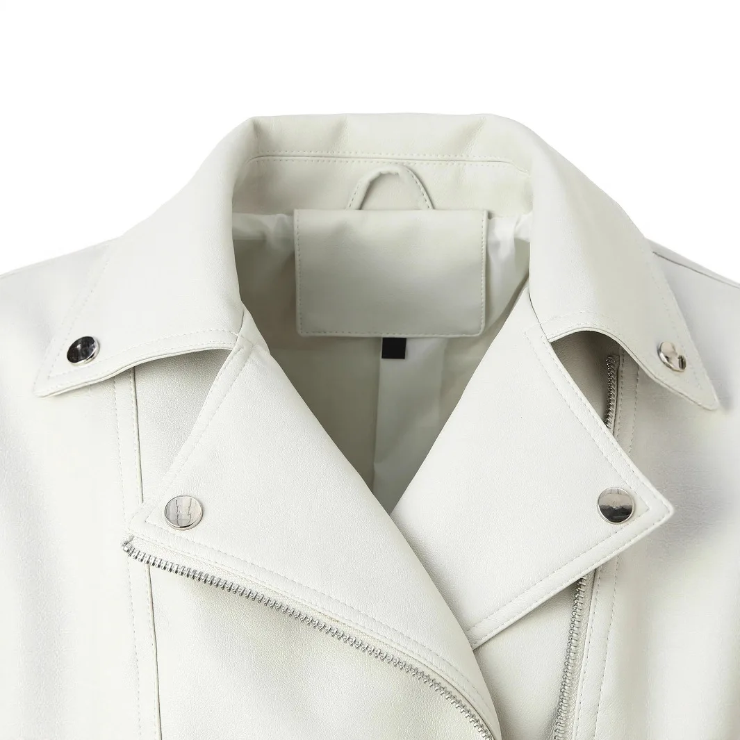 Or Fit Jaet de cuero PU para mujer con múltiples cremalleras Thiened Spring Youth Faion prendas de vestir exteriores abrigo de cuero Artificial