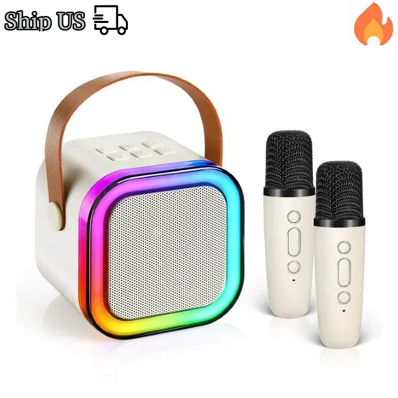 RGB Karaoke Machine with 2 Wireless Mics | Bluetooth 5.3 Hi-Fi Speaker | Portable Home KTV & Kid Birthday Gift
