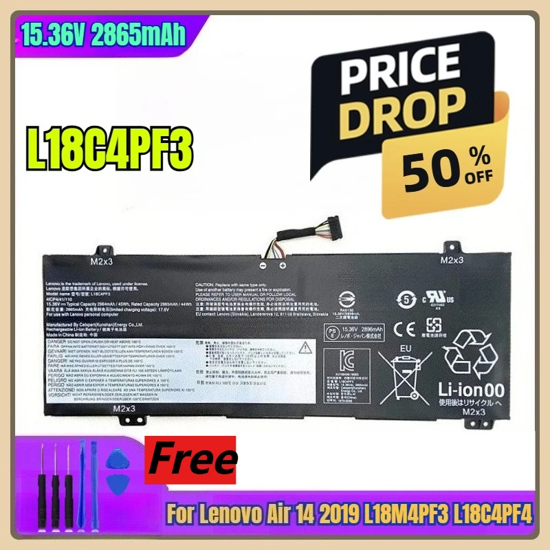 

15.36V 2865mAh Laptop Battery L18C4PF3 for Lenovo Air 14 2019 L18M4PF3 L18C4PF4