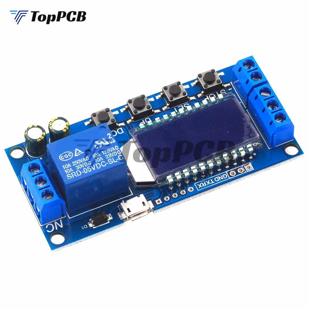 6-30V Micro USB Digital LCD Display Time Delay Relay Module Control Timer Switch Trigger Cycle Module XY-LJ02