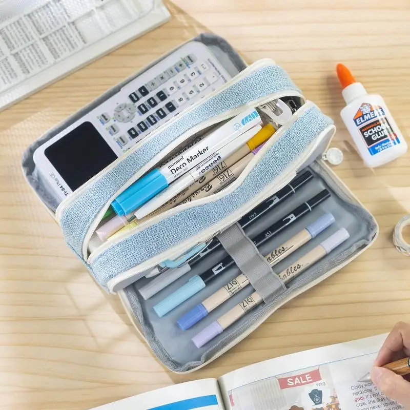 

Pencil Case For Kids 3 Compartment Pen Storage Holder Case School Supplies Pencil Pouch Stationery Supplies For Office Classroom