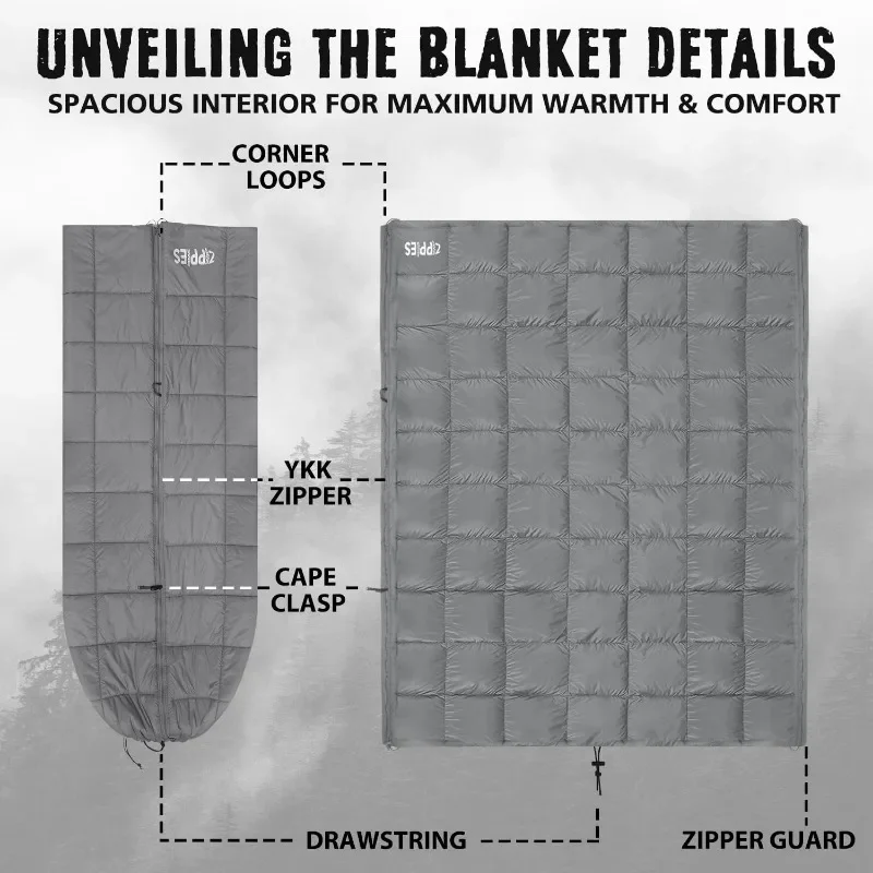 NEW Thinsulate Insulation Puffy Camping Blanket , Queen Size Warm Camping Quilt with Zipper, Waterproof Outdoor Sleeping Bag 5