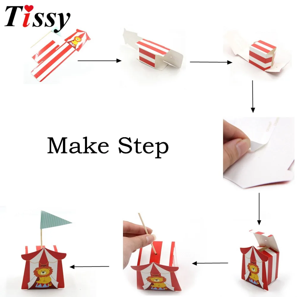 10PCS/Lot Cute Cartoon Circus Theme Party DIY Candy Box For Kids Birthday Party Baby Shower Decoration Candy Gift Box Supplies