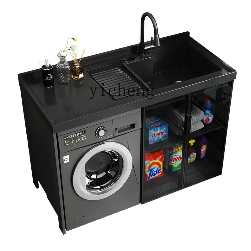 TQH space aluminum balcony washing machine cabinet combination significant other integrated basin with washboard pool slot