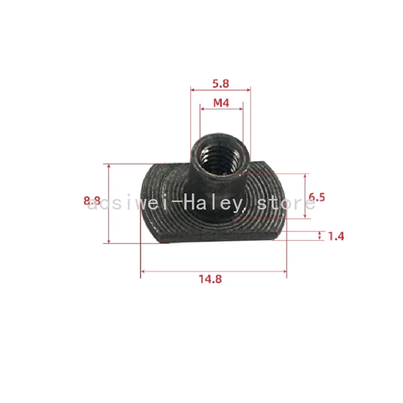 50PCS Cutting edge T-shaped nut M5 M4 4mm 5mm thread T Nut