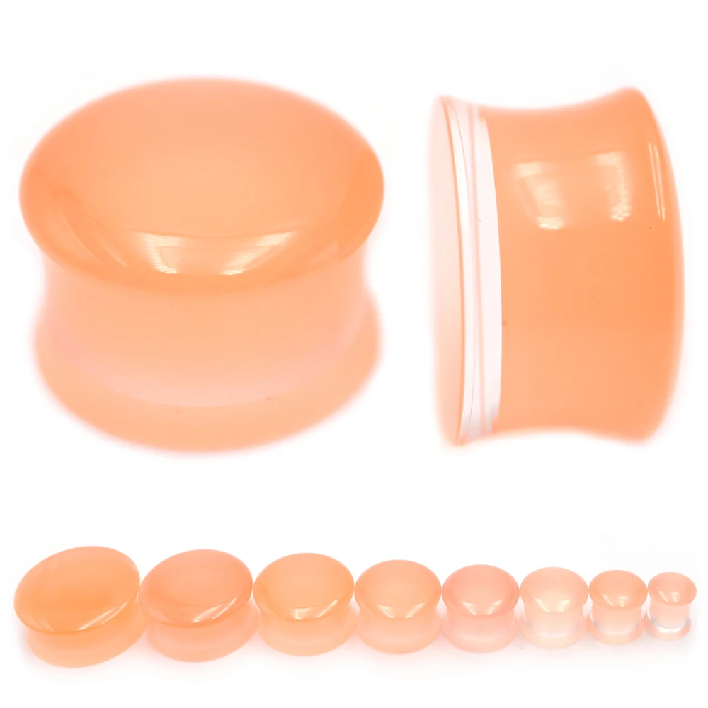 Alisouy 2PCS Transparent Pink Acrylic Double Flared Ear Tunnels Plugs Expander Stretcher Gauges Earrings Piercing Body Jewelry