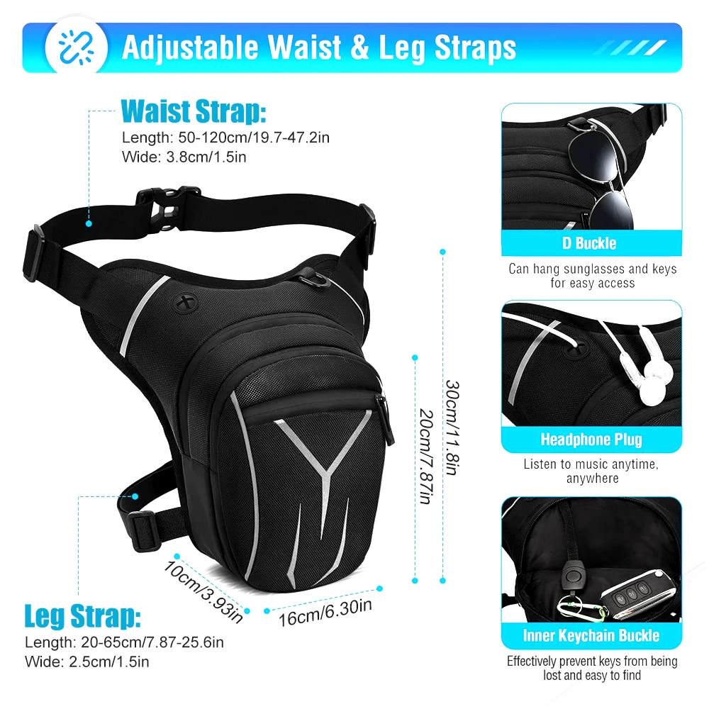 1Pcs Leg Bag for Men Women Tactical Thigh Bag with Leg Strap Waterproof Fanny Pack Outdoor Motorcycle Drop Leg Bag for Hiking