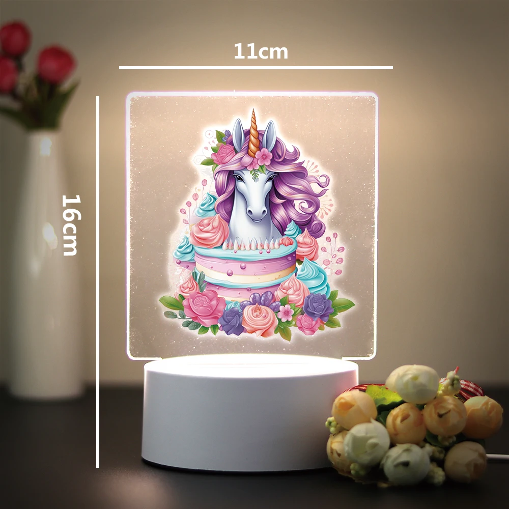 Unicorn cake Kids Night Light For Bedroom Decor Birthday Gift Night Light 3D Illusion Lamp