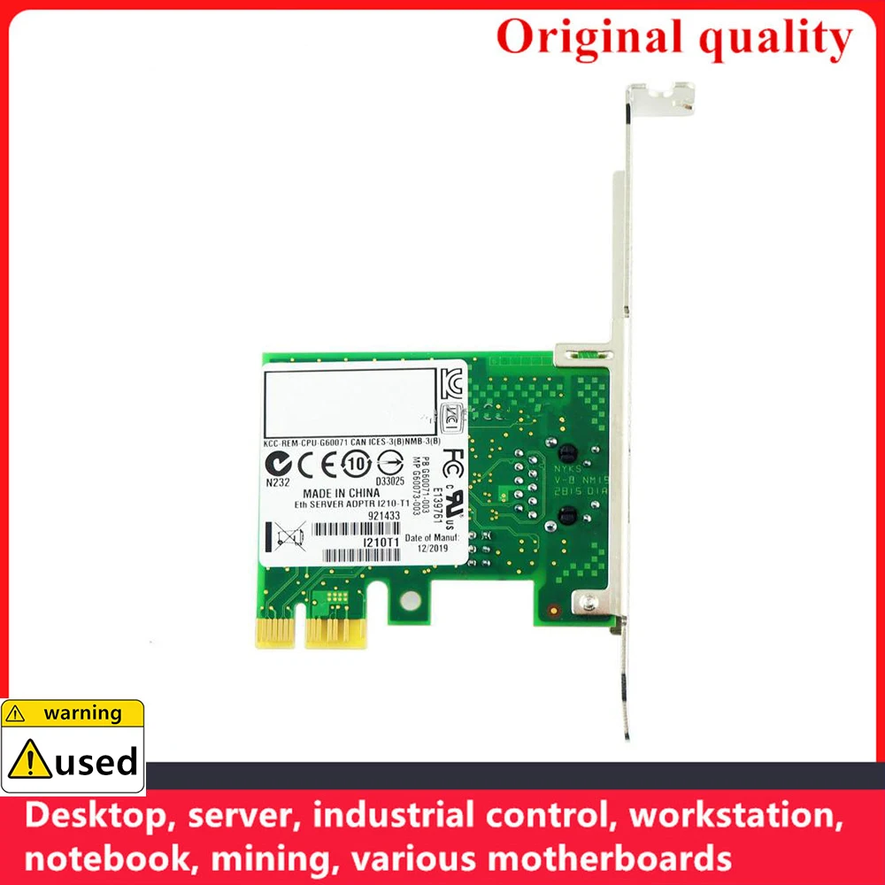 For Intel FANMI I210T1 Gigabit Ethernet/Network Card(NIC), Single PORT RJ45 PCI Express