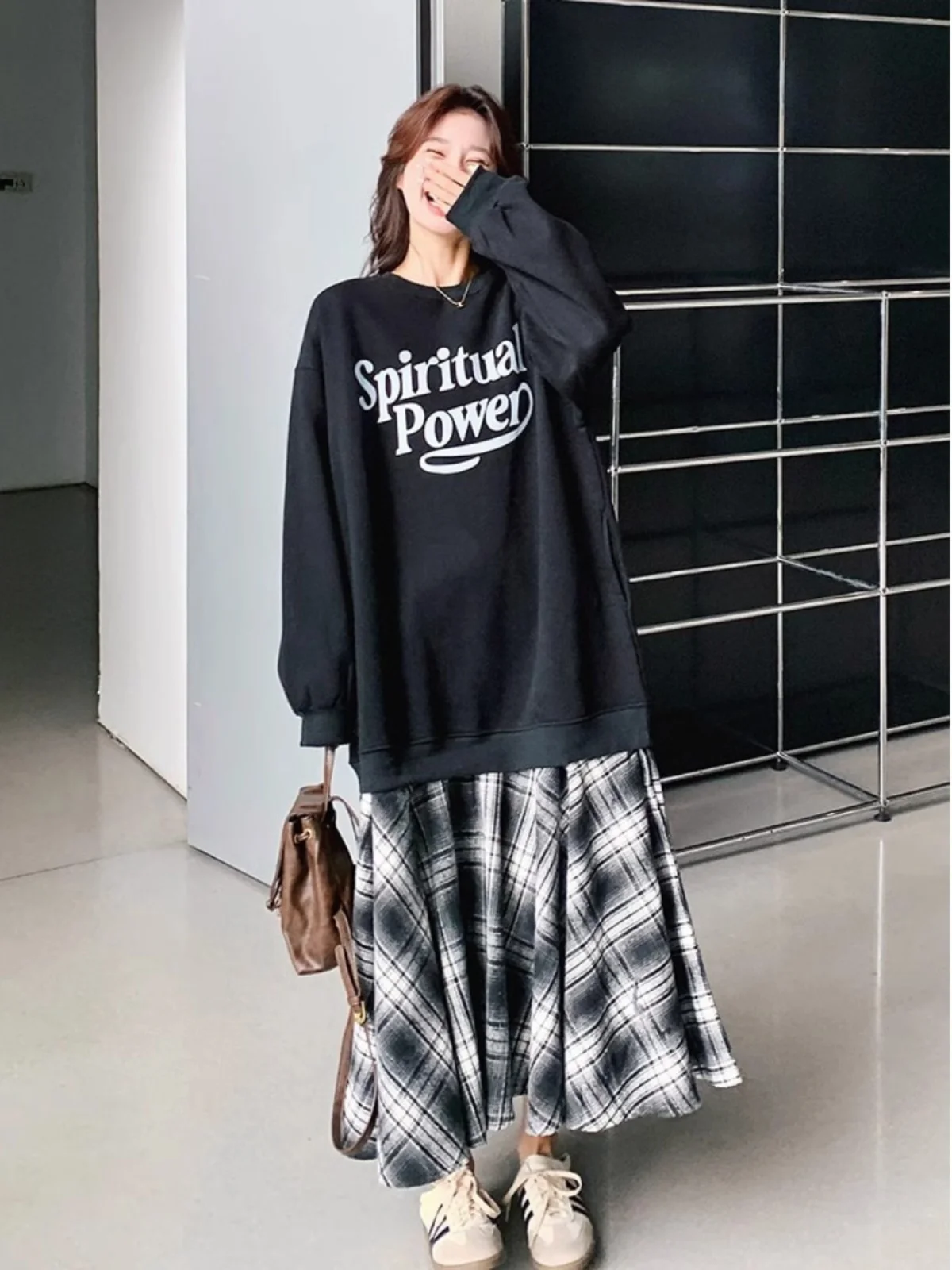 Bla round Ne Long Sve Letter Sudadera Mujer Faionable Sli Otoño Invierno Lazy Sle Ropa de abrigo de moda