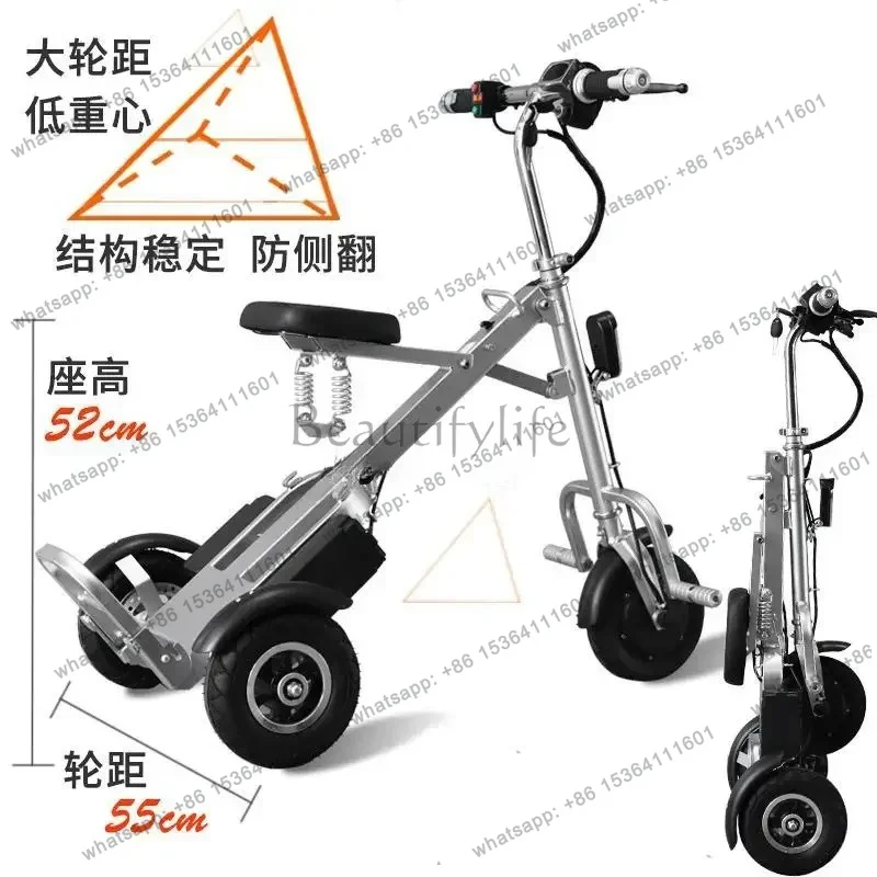 FG bicicletta elettrica pieghevole leggera portatile piccola per anziani carrello della spesa sicuro per il trasporto a tre ruo