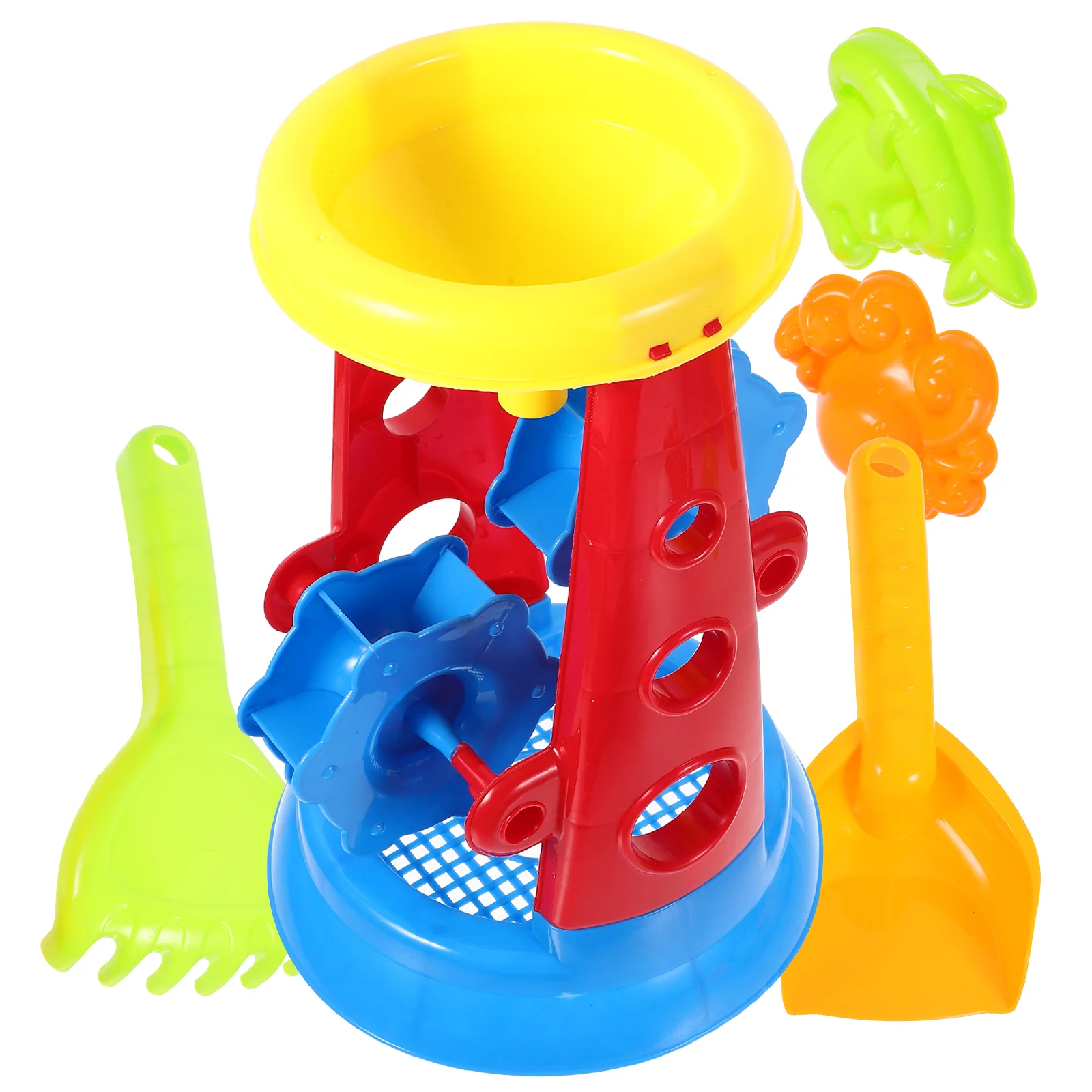 5PCS Plastic Beach Toys Set Sand Bucket Toy Sand Clock for Beach Kids Playing Outdoor Plastic Toy