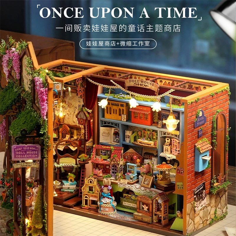 DIYコテージおとぎ話王国レアハウスクリエイティブ木製オーナメントショップモデルおもちゃ女の子男性ギフトカラーボックススプライシングオーナメント新