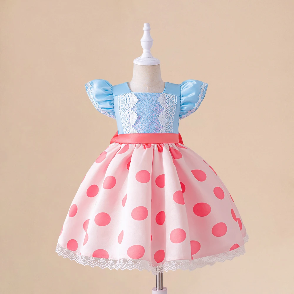 Baby Girl Dot Princess Party Dress Kids 1st Birthday Baptism Tutu Dresses Toddler Girl Fluffy Pleated Summer Gown Infant Costume