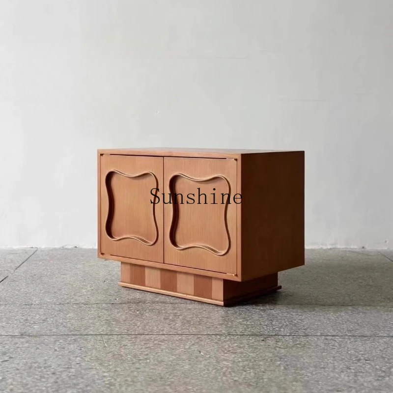 

Medieval retro solid wood dining side cabinet small apartment living room tea cabinet