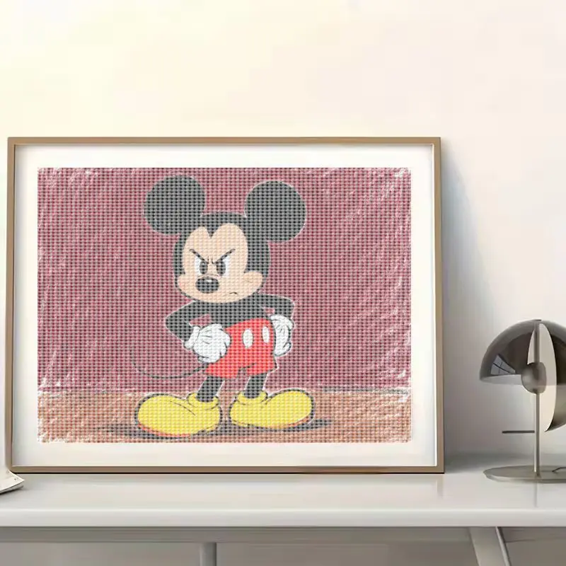 1 szt. Złośliwy Myszka Miki Diamond Painting, zestaw do malowania diamentami 5D z postacią z kreskówki, pełny zestaw do samodzielnego wykonania, 40x50 cm, błyszcząca malowanka z dżetów
