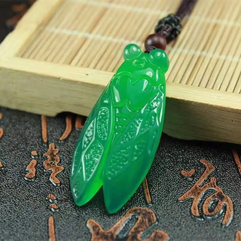 Ice Type Agate, Chalcedony, Cicadas Pendant, Jade Cicada Pendant, Stunning Necklace, Sweater Chain