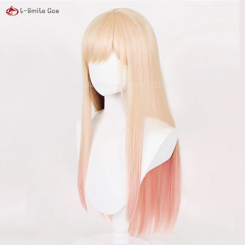 Peluca De Cosplay Rosa Con Tinte Rubio De Linfairy – Larga, De Fibra Sintética, Para Halloween Y Disfraces, Estilo Kitagawa Marin