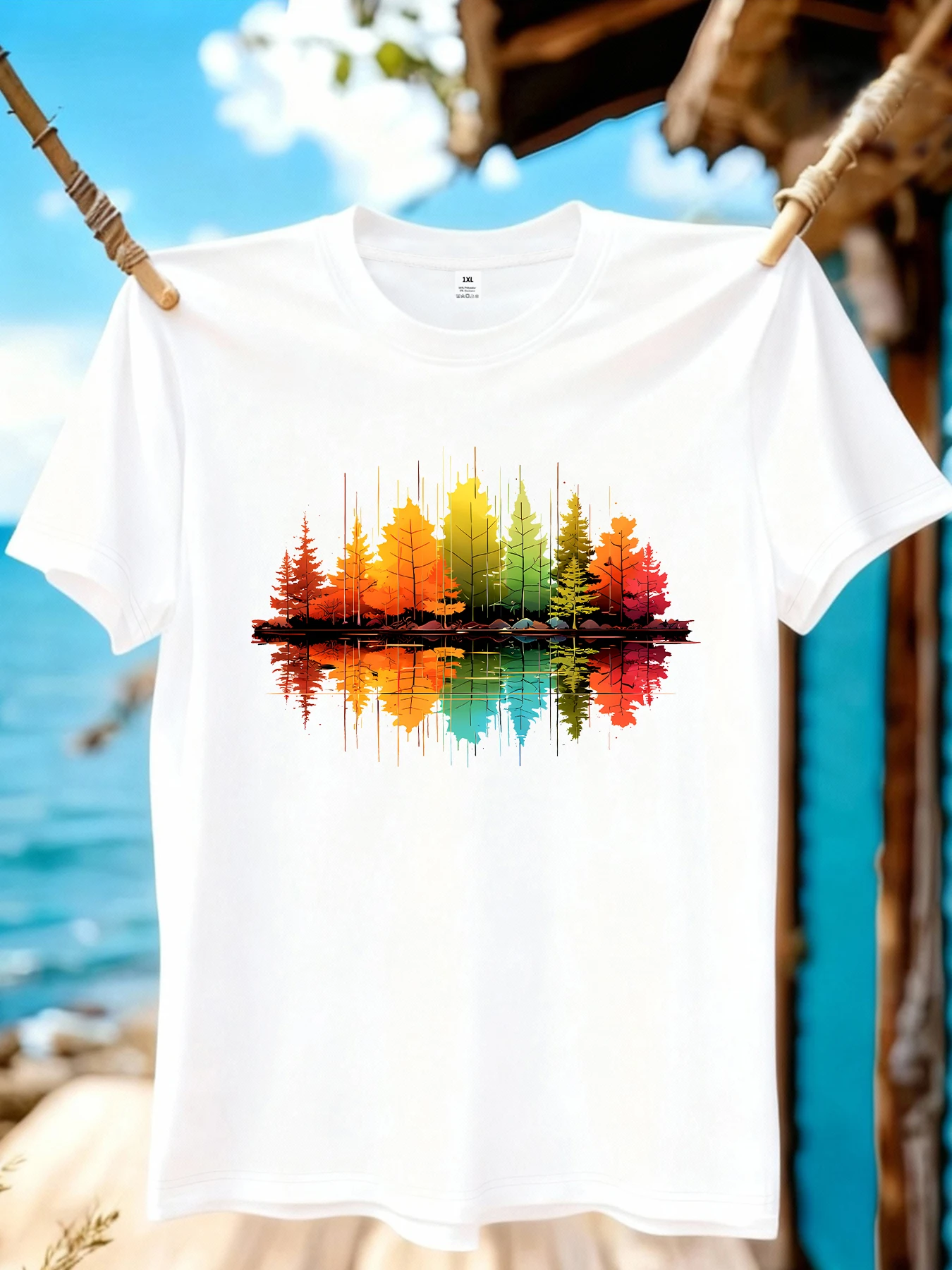 

【WZM10921】Forest print plus size women's round neck summer casual short sleeved street fashion versatile plus size T-shirt