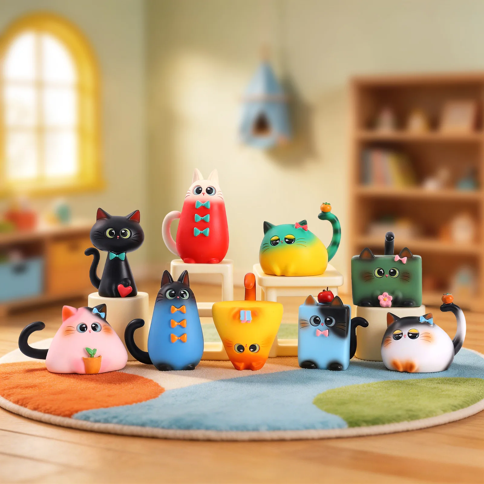 

Blind Box Cat Figurine Resin Creative Cartoon Desktop Ornament Home Office Living Room Table Decoration Art Crafts Wholesale