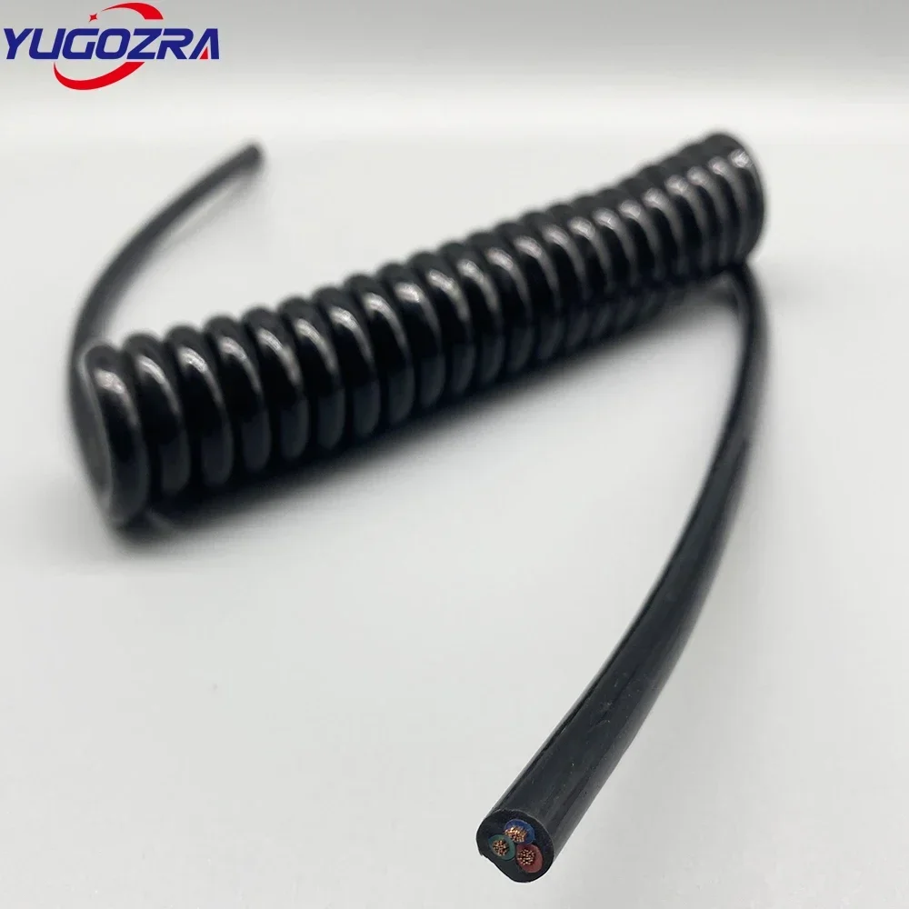 High-Voltage 3-Core Household Power Cable Stretchable Pure Copper Spring Wire High Tension Power Retractable Electrical Cord