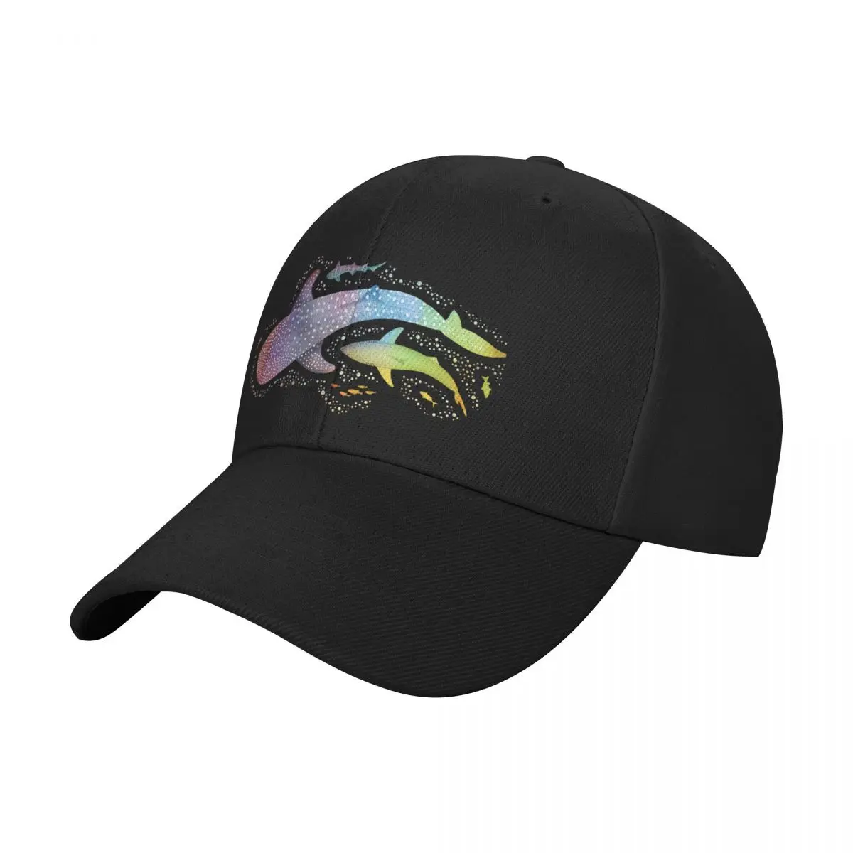 Rainbow shark ocean on white Baseball Cap sailor cap for men hiking hat Luxury man cap sun caps Boy Women's