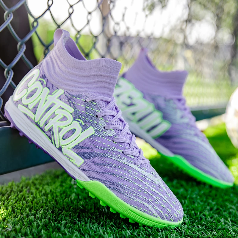 Mens Football Shoes 2025 New Anti Slip Wear Resistant High Cut Casual TF Adults Fast Sports Soccer Cleat Teenager Sneakers