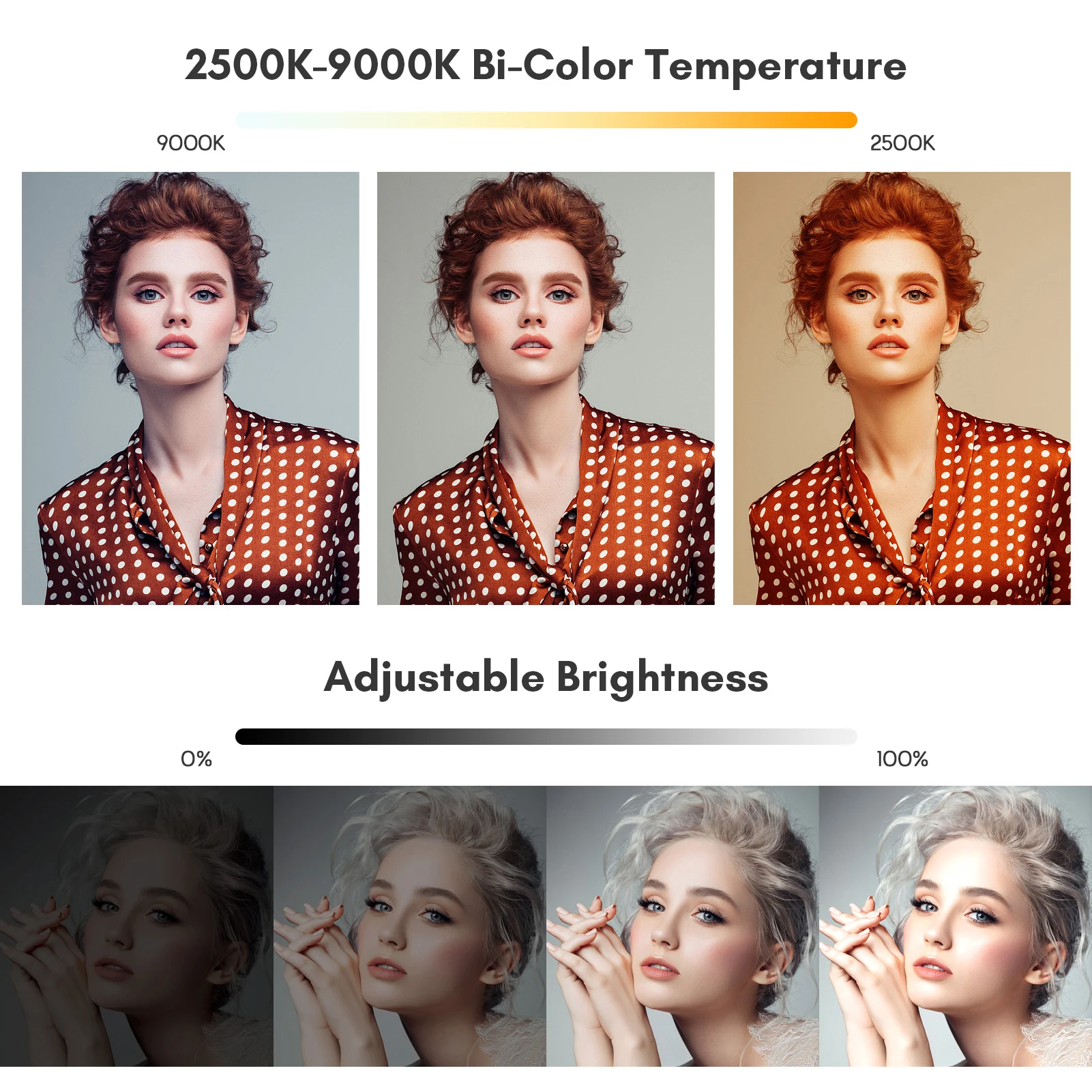 Portable Clip On Photo Light 2500K to 9000K Brightness Adjustable 12W LED Video Conference Fill Light for Computer Tablet Phone