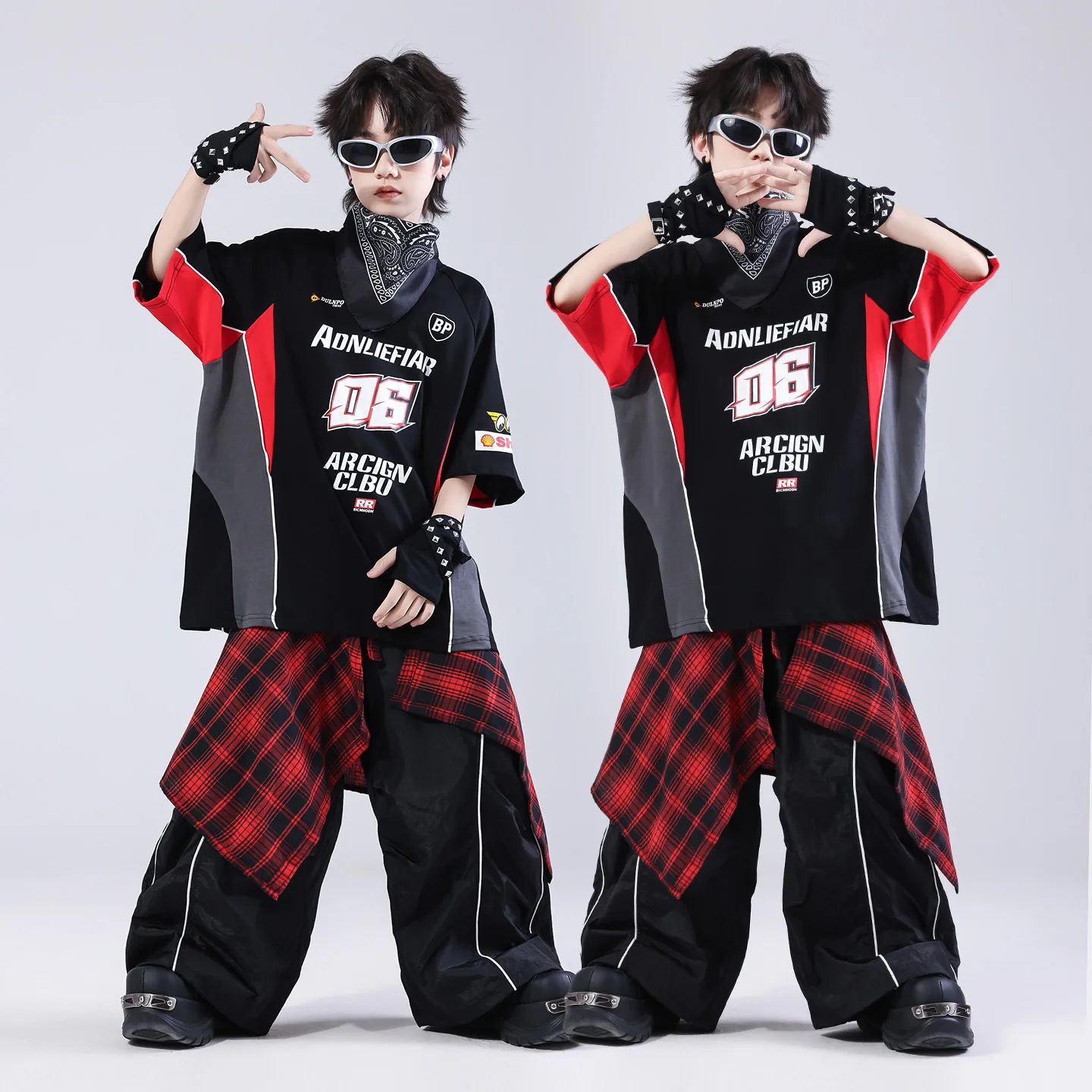 

Детская модная одежда для хип-хопа и джазовых танцев: комплект из футболки и шорт для мальчиков и девочек, уличный стиль, сценический костюм