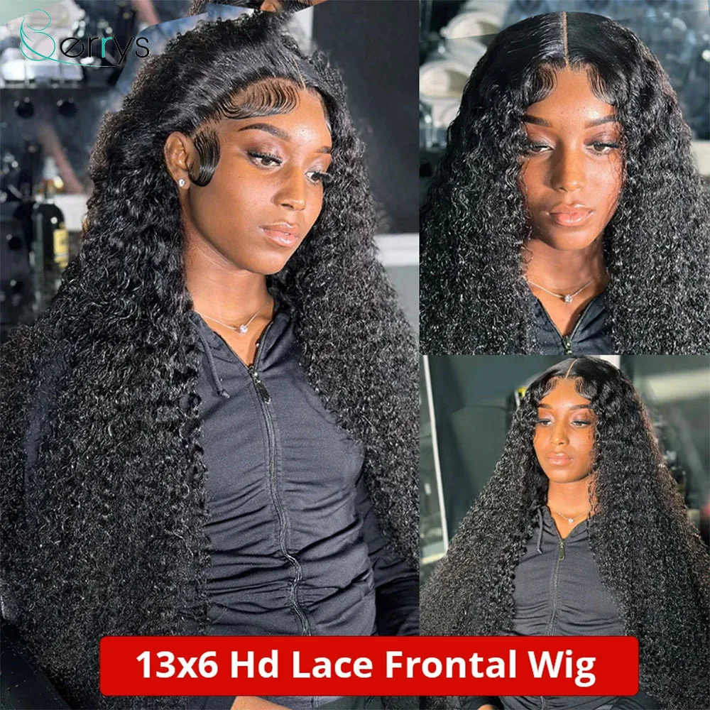 13x6 Lace Frontal Wigs 32 Inch Brazilian Pre Plucked 13x4 HD Lace Front Human Hair Wigs Curly 5x5 Lace Closure Wig For Women