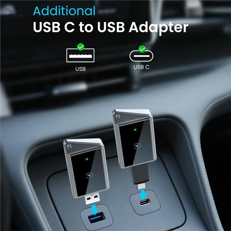 ABMF Wireless CarPlay Adapter AI Box WiFi Bluetooth Control Mini USB-C Wired to Wireless Smart CarPlay Converter